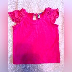 Janie and Jack Hot Pink Eyelet Flutter Sleeve Top